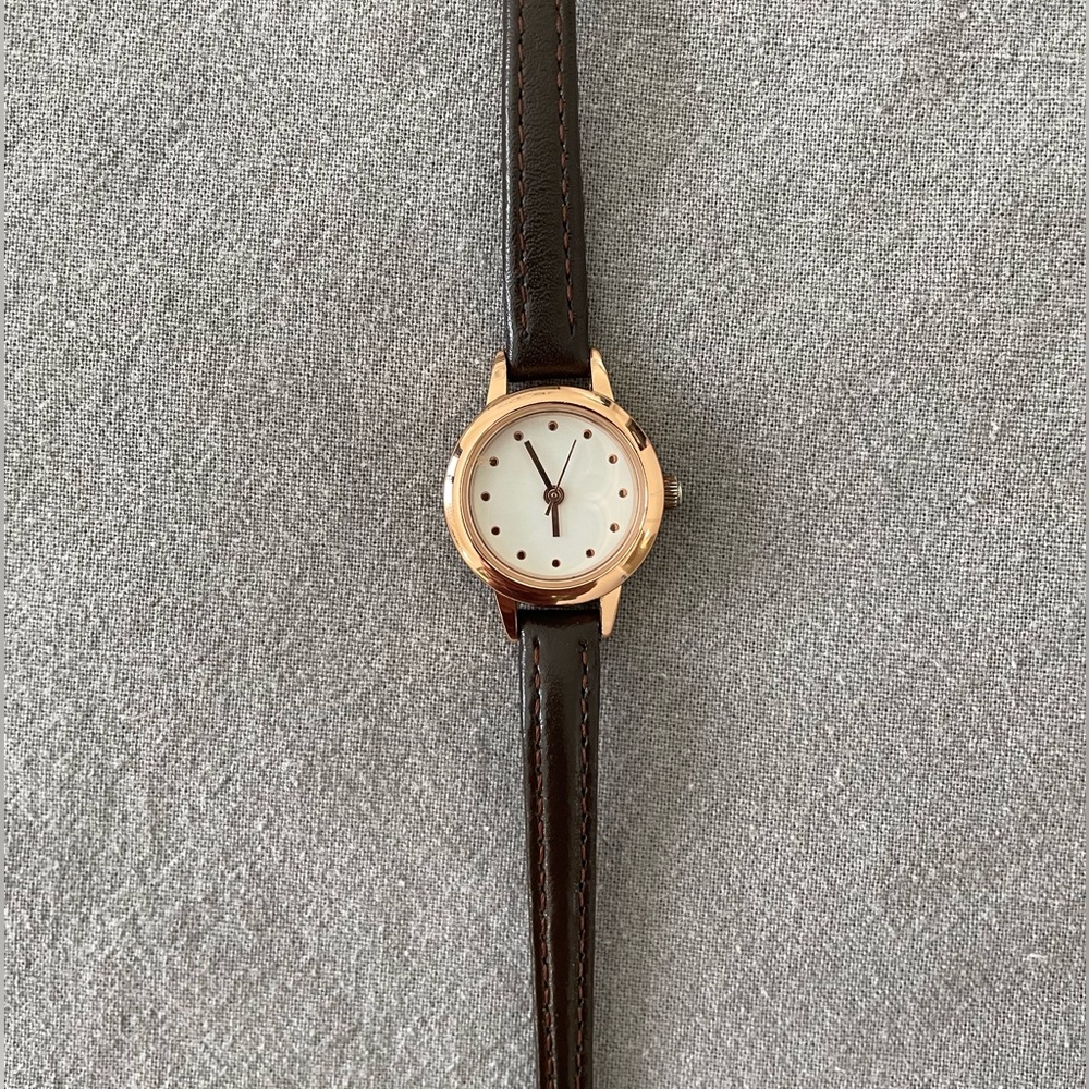 ASOS Rose Gold Brown Leather Strap Wristwatch